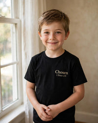 Thumbnail for Kids Chosen Tee - worn front by the window, Black