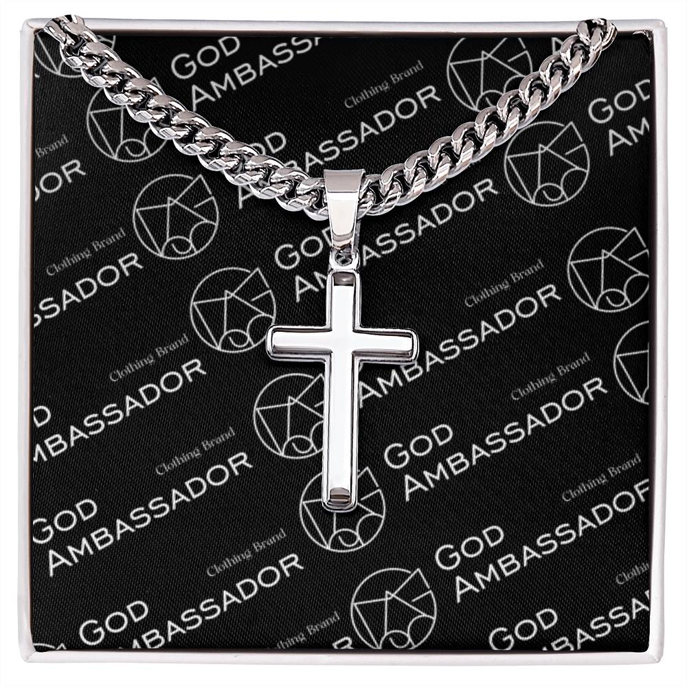 Men's Cuban Chain with Artisan Cross Necklace