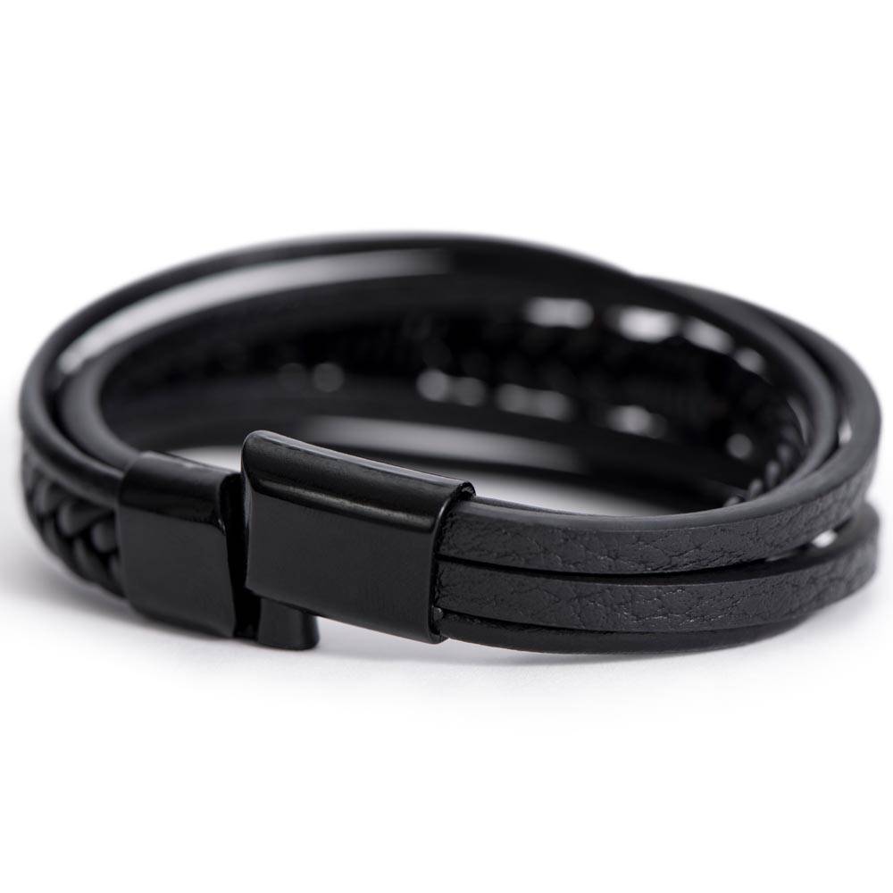 Vegan Leather WristPack Men's Cross Leather Bracelet