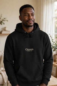 Thumbnail for Chosen Heavyweight Hoodie in Black, worn