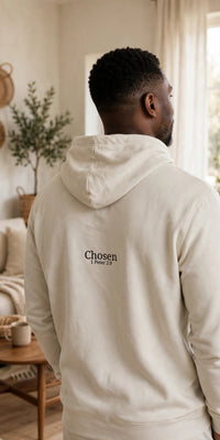 Thumbnail for Chosen Full-Zip Hoodie in Dust, back view, worn