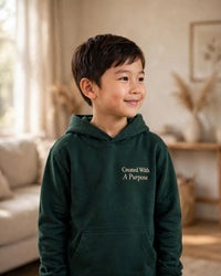 Thumbnail for Kids hoodie mockup — Created With A Purpose, Dark Green