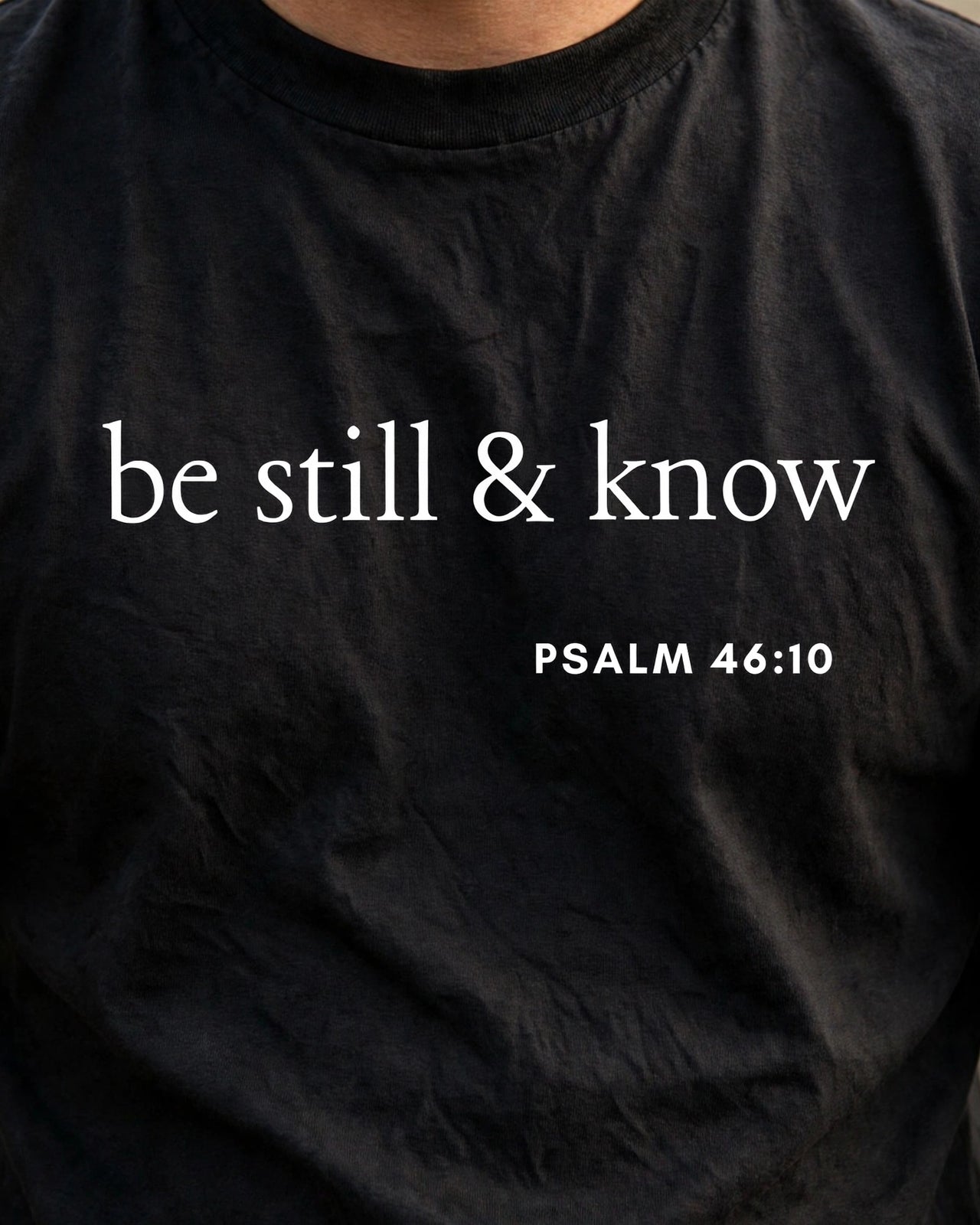 Be Still And Know Tee - print close-up