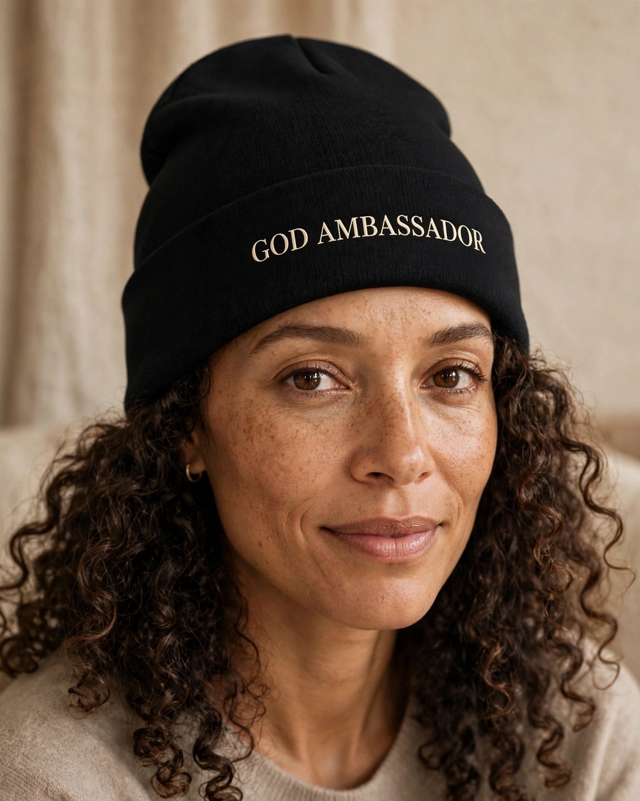 God Ambassador Beanie - front worn