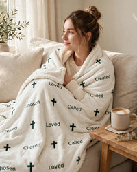 Thumbnail for Woman wrapped up in the sherpa fleece blanket on a couch