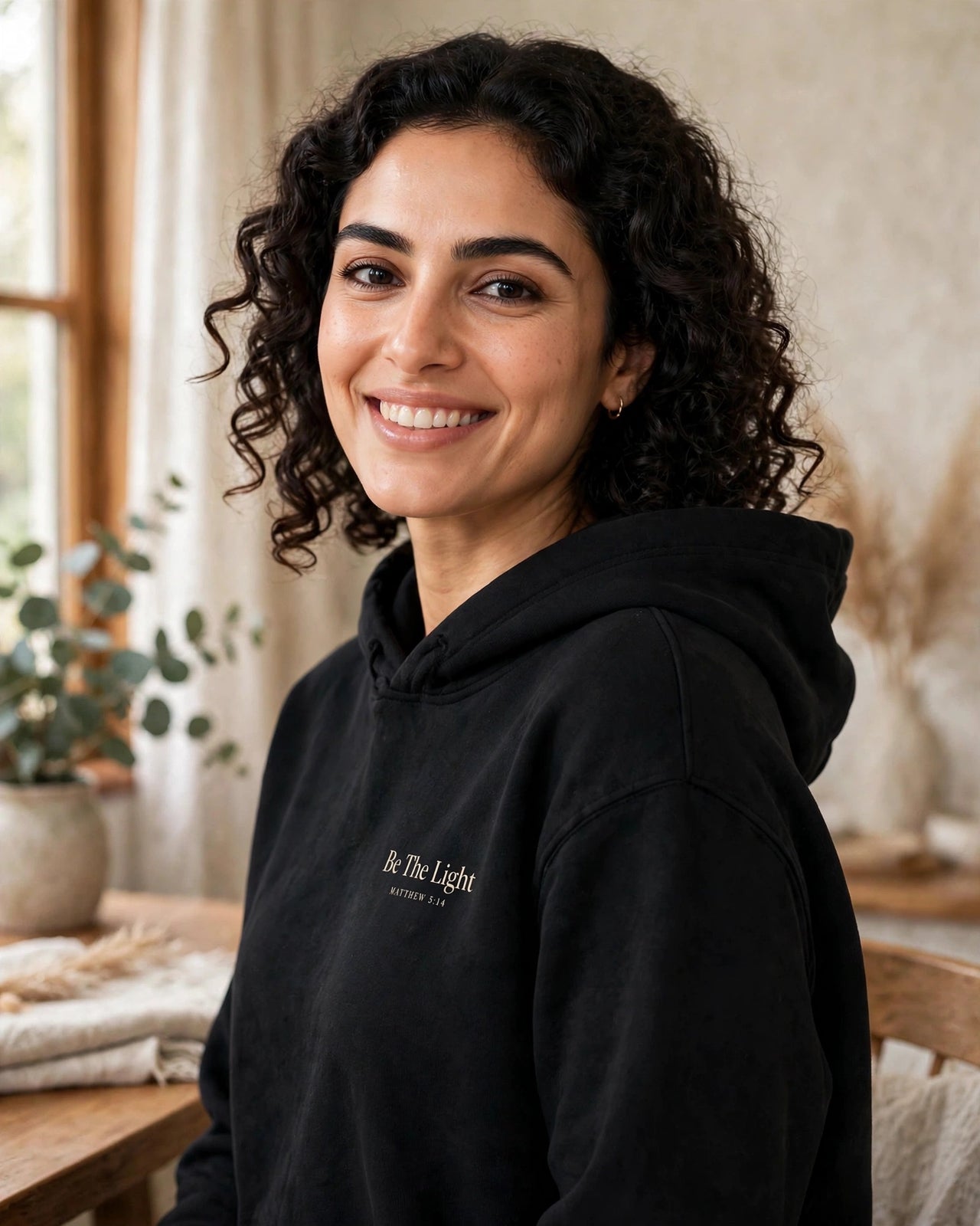 Be The Light Hoodie - side three-quarter