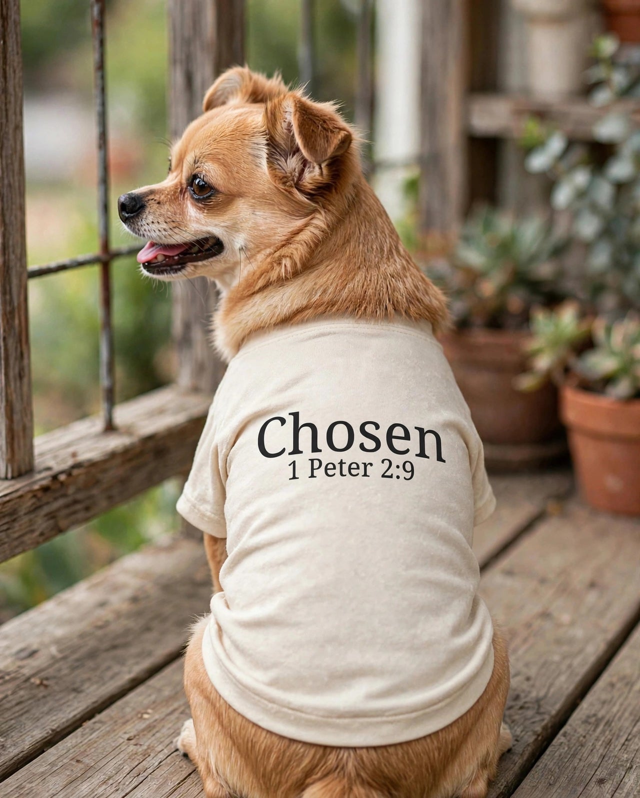 Chosen Dog T-Shirt - Cream, worn, back print