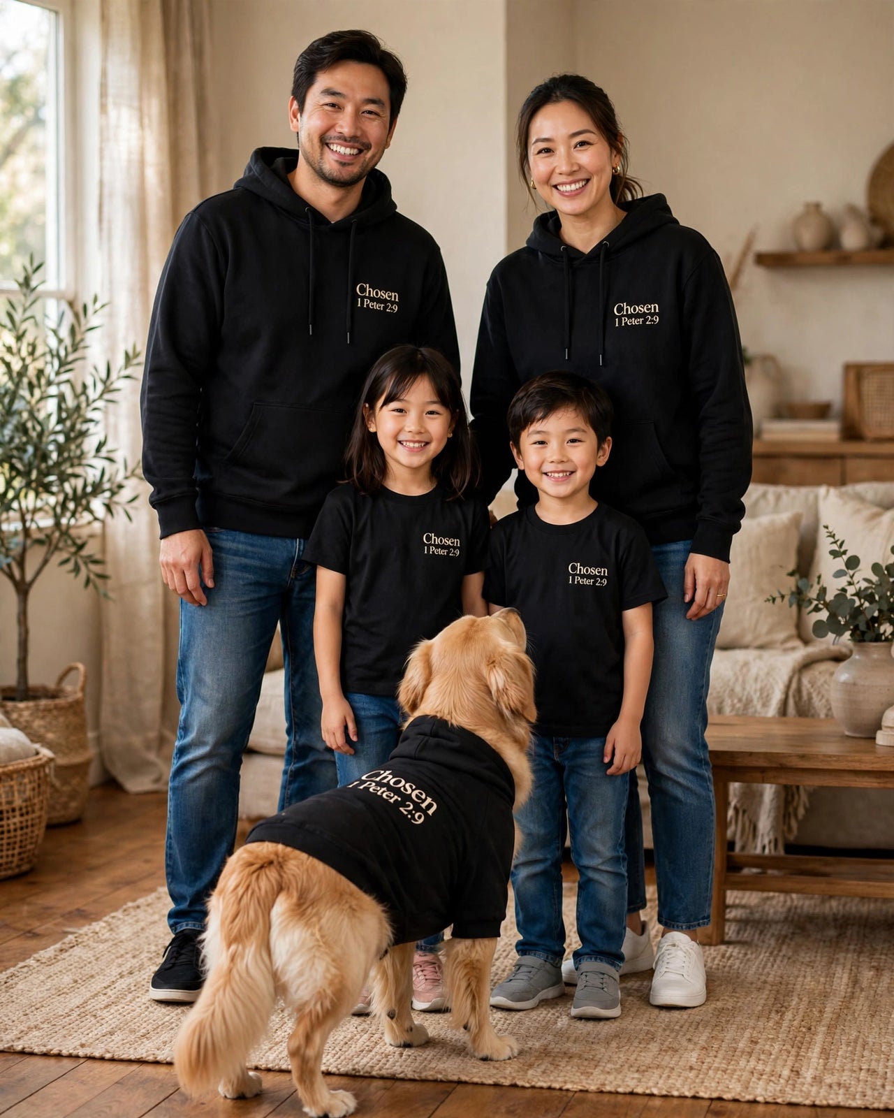 Family wearing the Mixed Family Set — Chosen, Black