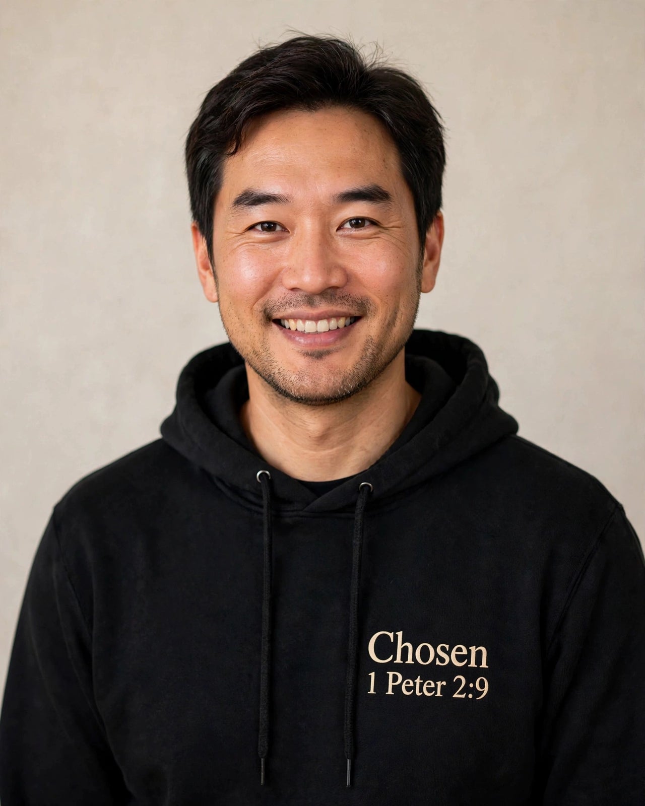 Adult hoodie mockup — Chosen, Black