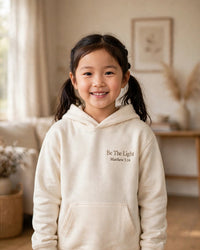Thumbnail for Kids hoodie mockup — Be The Light, Cream