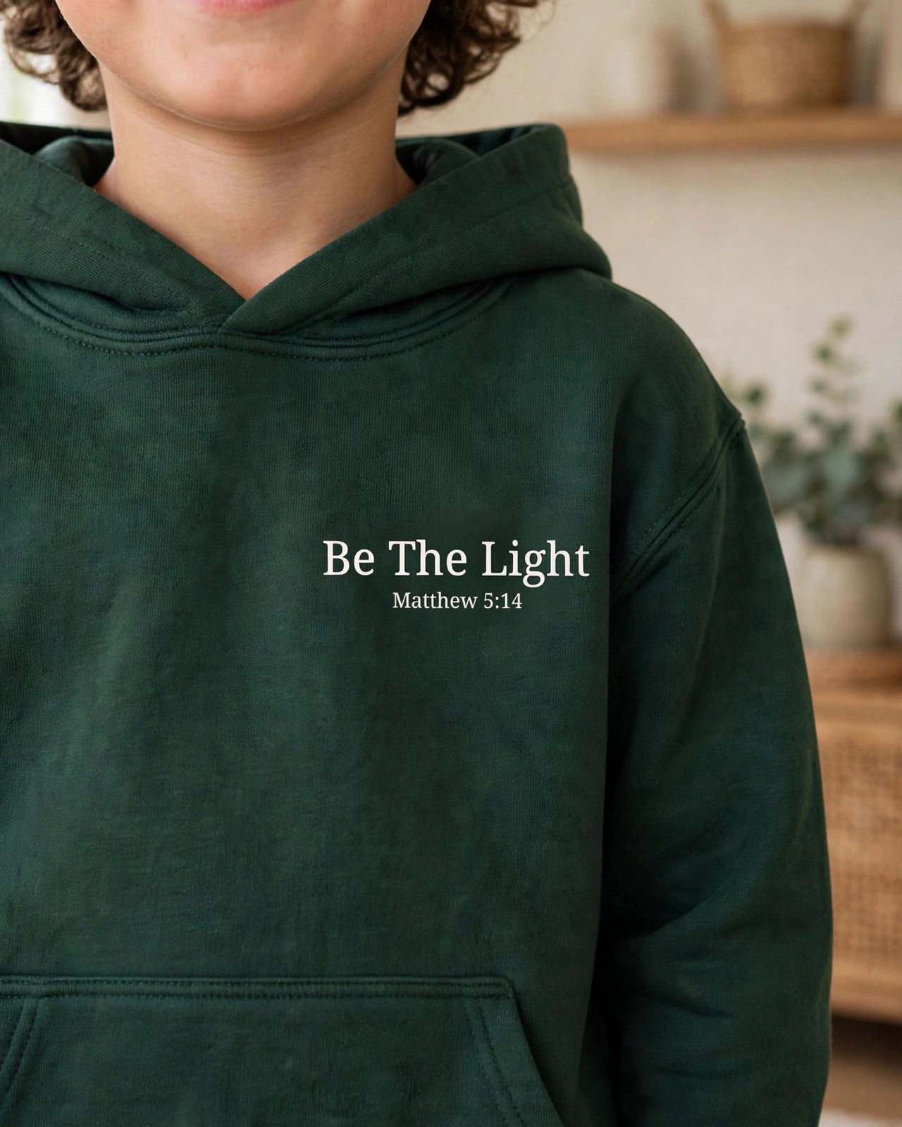 Kids Be The Light Hoodie - print close-up