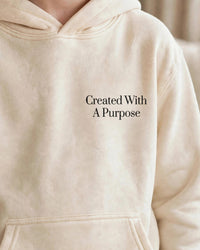 Thumbnail for Kids Created With A Purpose Hoodie - print close-up