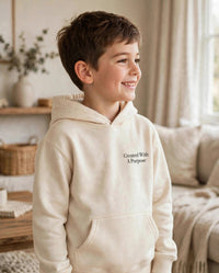 Thumbnail for Kids Created With A Purpose Hoodie - side view, three-quarter