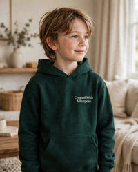 Thumbnail for Kids Created With A Purpose Hoodie - Dark Green