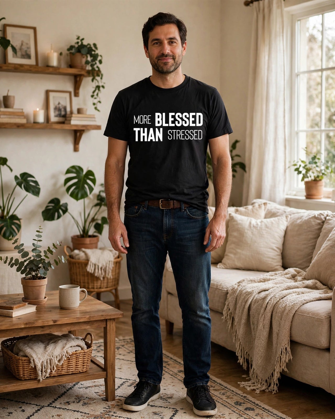 More Blessed Than Stressed Tee - full body