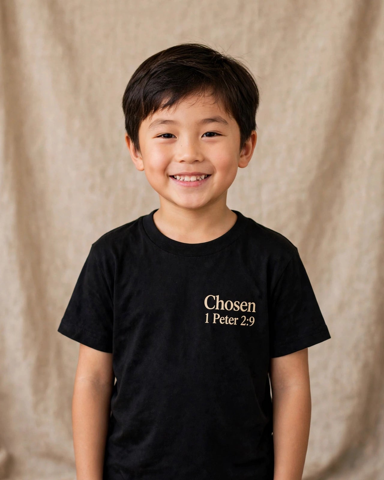 Kids tee mockup — Chosen, Black