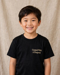 Thumbnail for Kids tee mockup — Created With A Purpose, Black