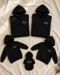 Thumbnail for The Family Set hoodie bundle - flat lay, two adult hoodies, two kids hoodies, one dog hoodie
