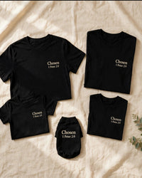 Thumbnail for The Family Set tee bundle - flat lay, two adult tees, two kids tees, one dog tee