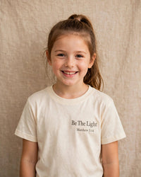 Thumbnail for Kids tee mockup — Be The Light, Cream