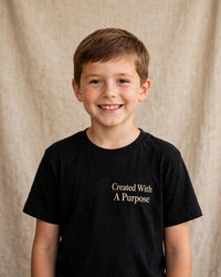 Thumbnail for Kids tee mockup — Created With A Purpose, Black
