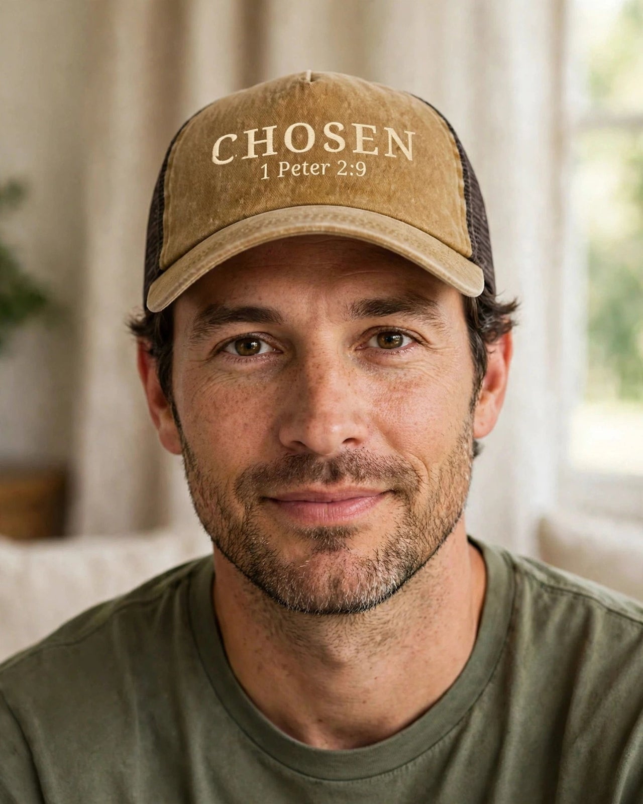 Chosen Washed Trucker Cap - front worn