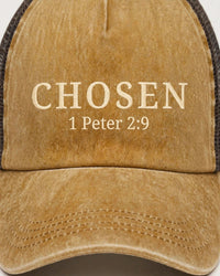 Thumbnail for Chosen Washed Trucker Cap - design close-up